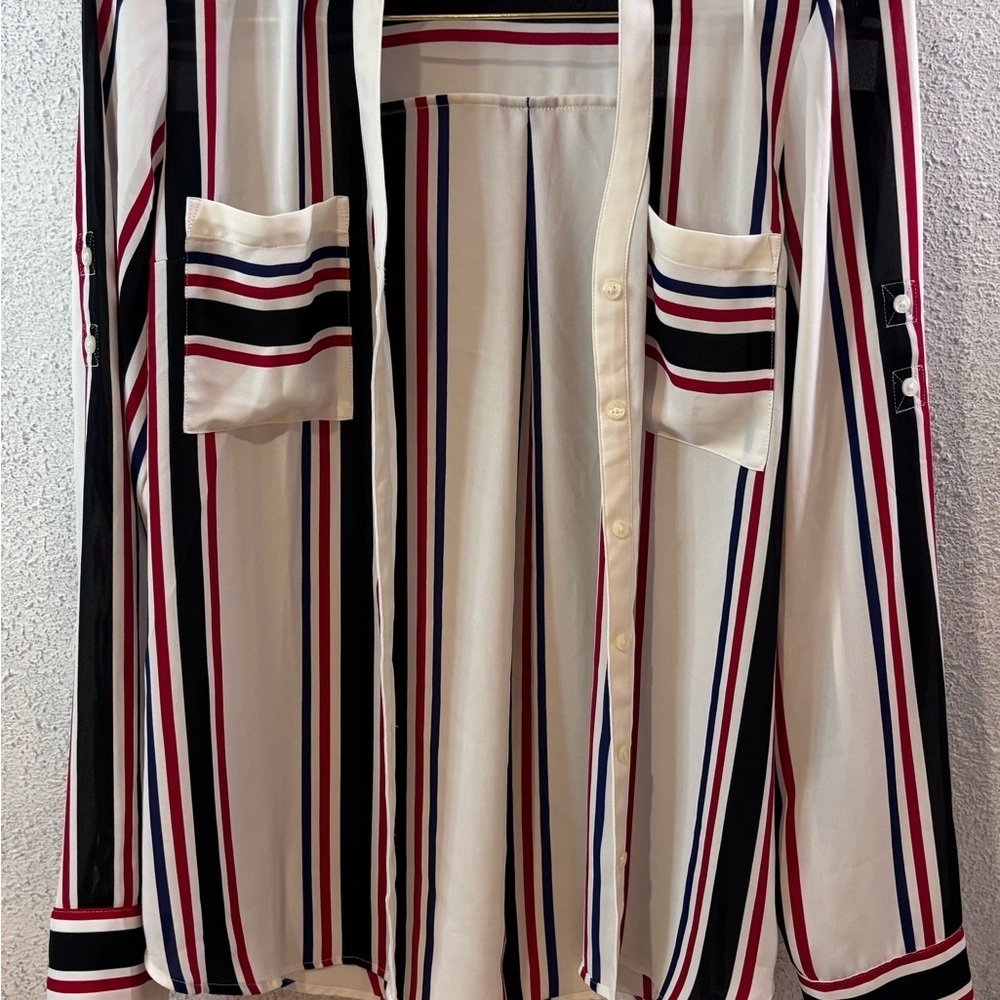 Express Portofino Shirt - Cream and Blue Stripes